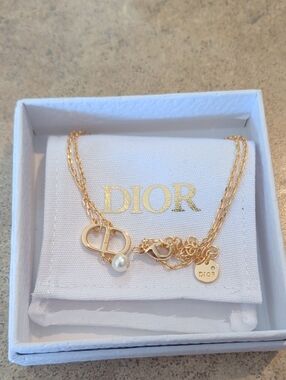 Dior Gold-Tone Pearl Charm Necklace
